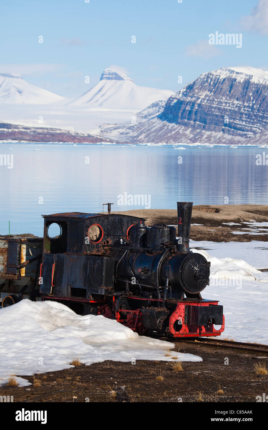Old steam engine used for transporting coal at Ny Alesund, Svalbard