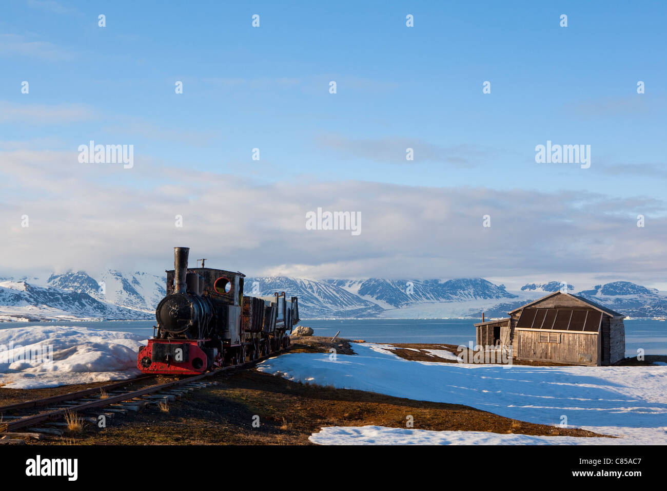 Old steam engine used for transporting coal at Ny Alesund, Svalbard