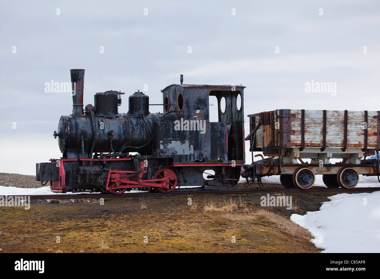 Old steam engine used for transporting coal at Ny Alesund, Svalbard