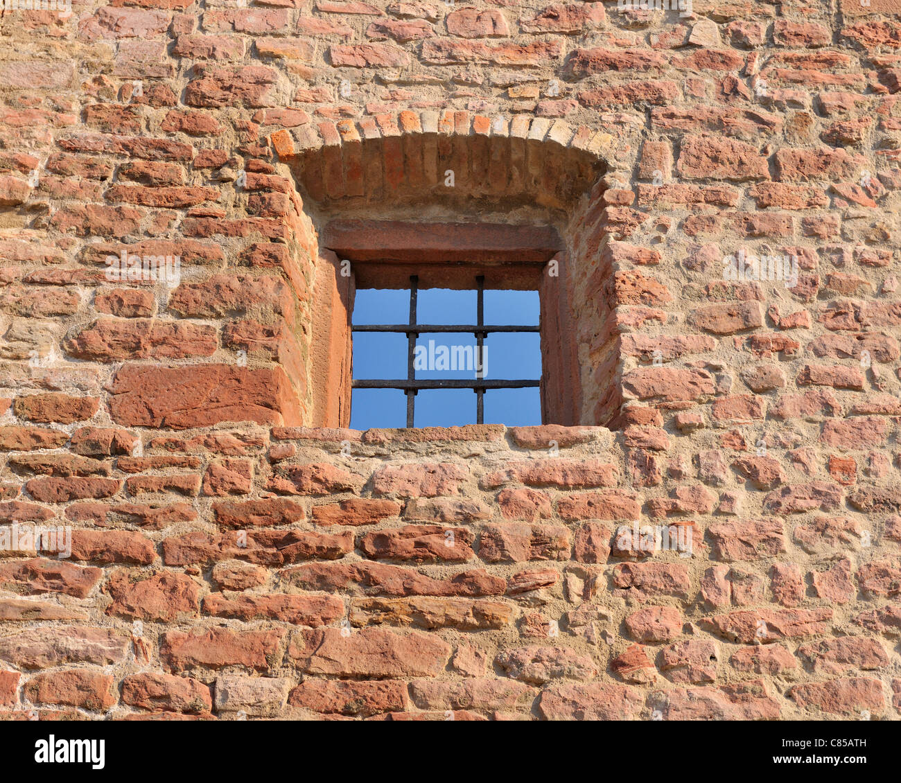 Sandstone Wall and Window, Wertheim, Baden-Wurttemberg, Germany Stock Photo