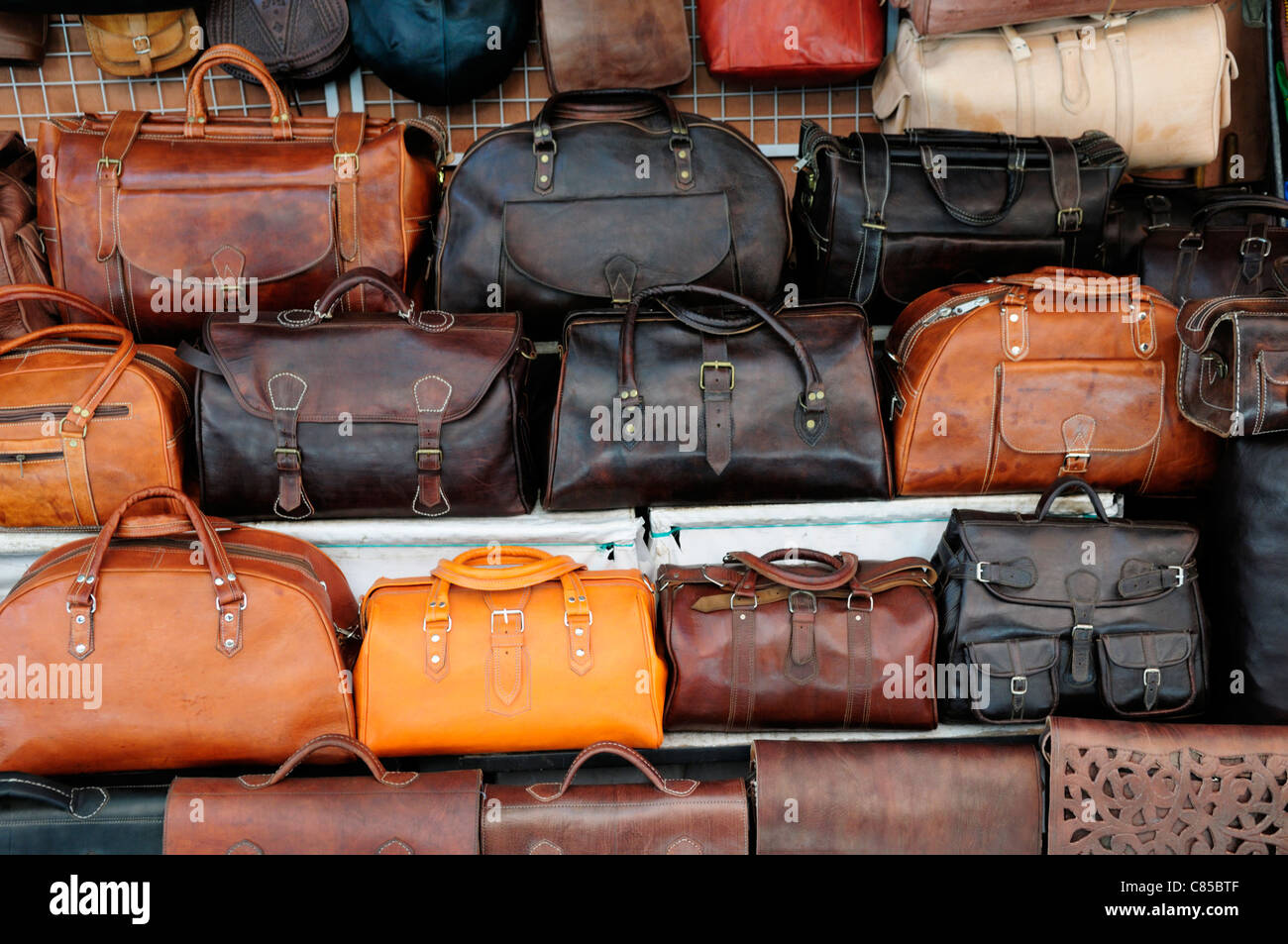 Leather Bags for Sale, Marrakech, Morocco Stock Photo: 39457055 - Alamy