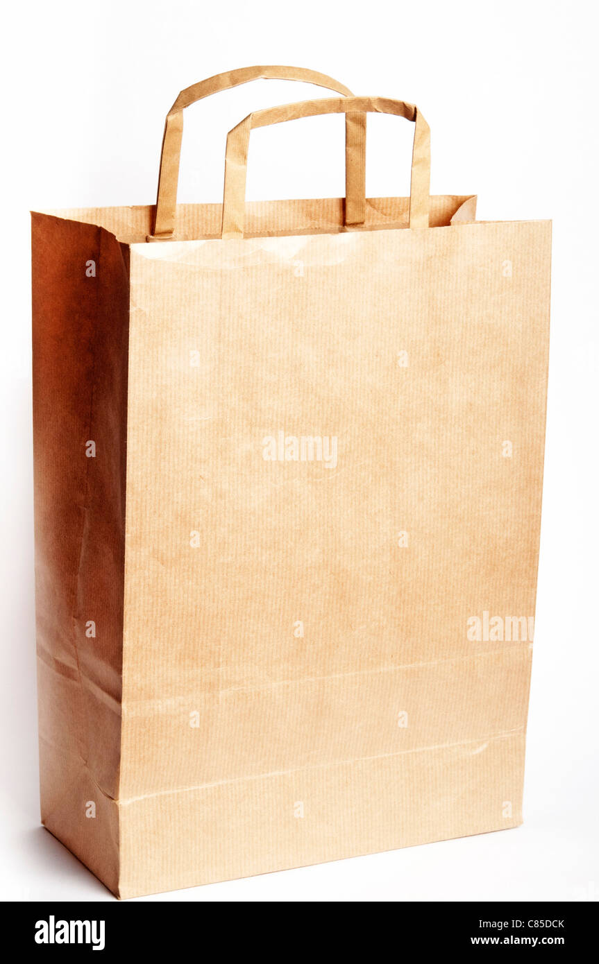 brown paper grocery bag, isolated Stock Photo Alamy