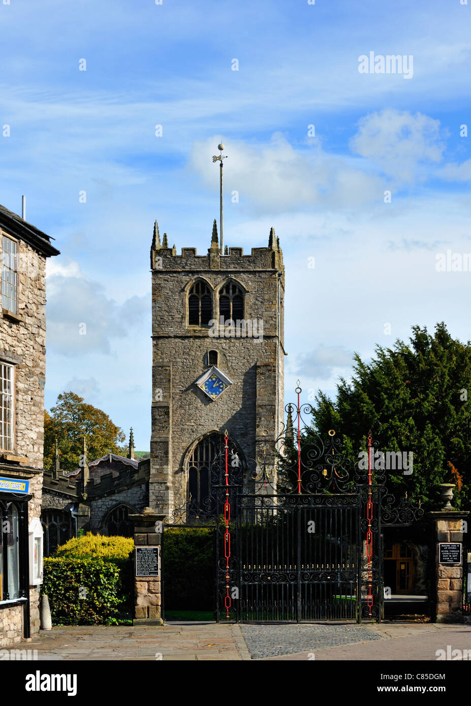 West tower, Holy Trinity, Kendal Parish Church. Kirkland, Kendal, Cumbria, England, United Kingdom, Europe. Stock Photo