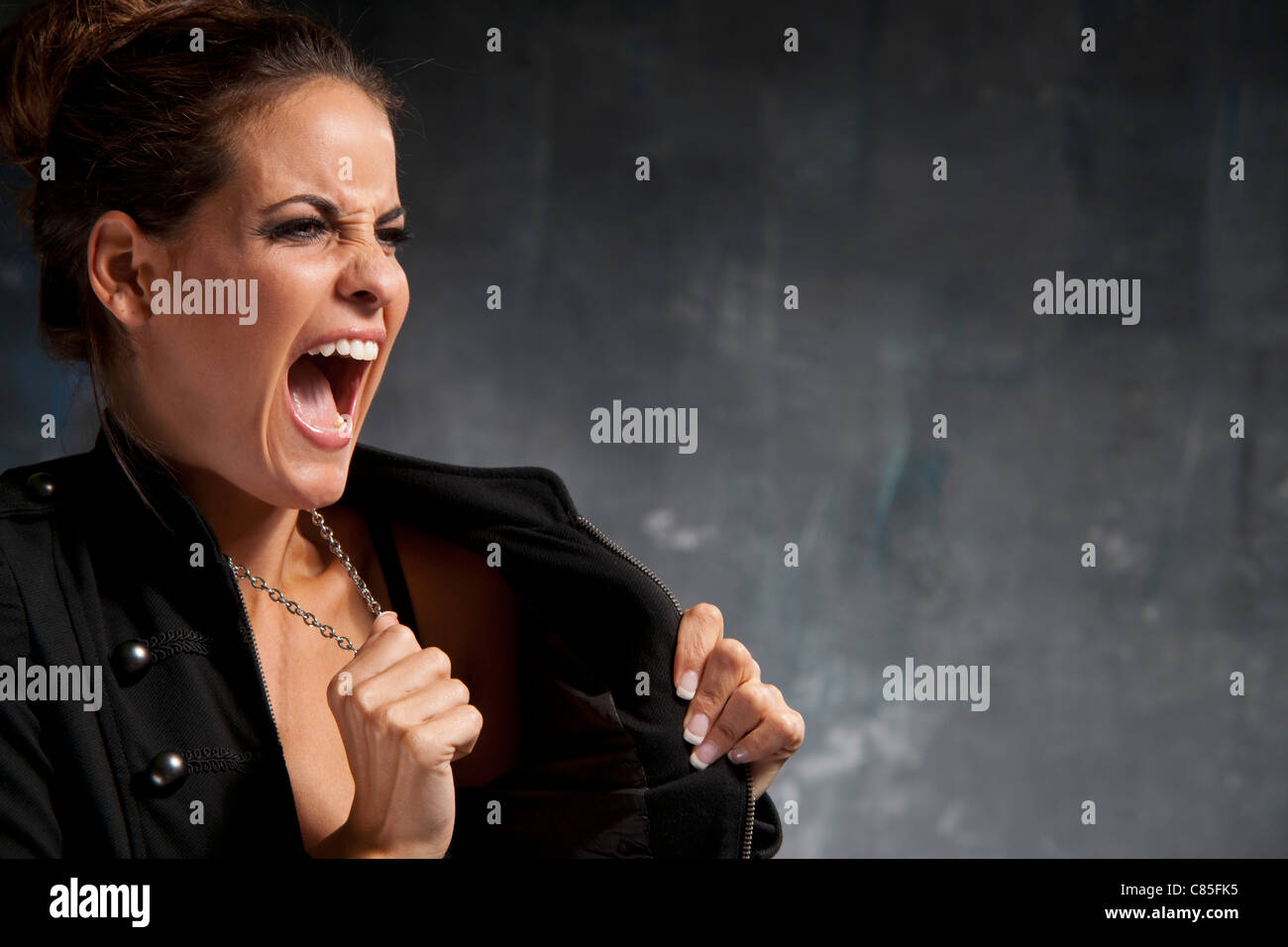 Woman Yelling Stock Photo