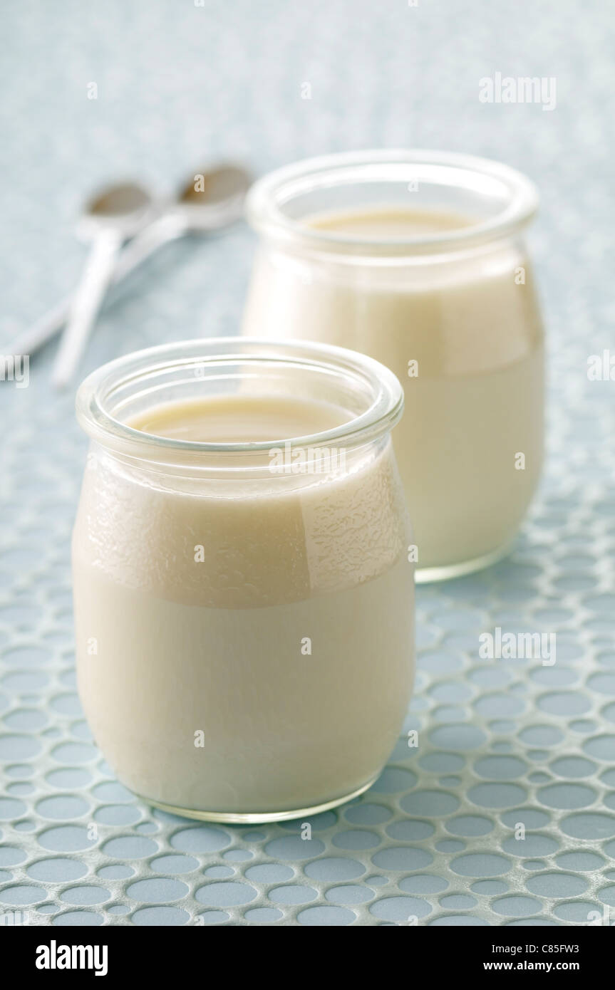 Yogurt in Glass Containers Stock Photo Alamy