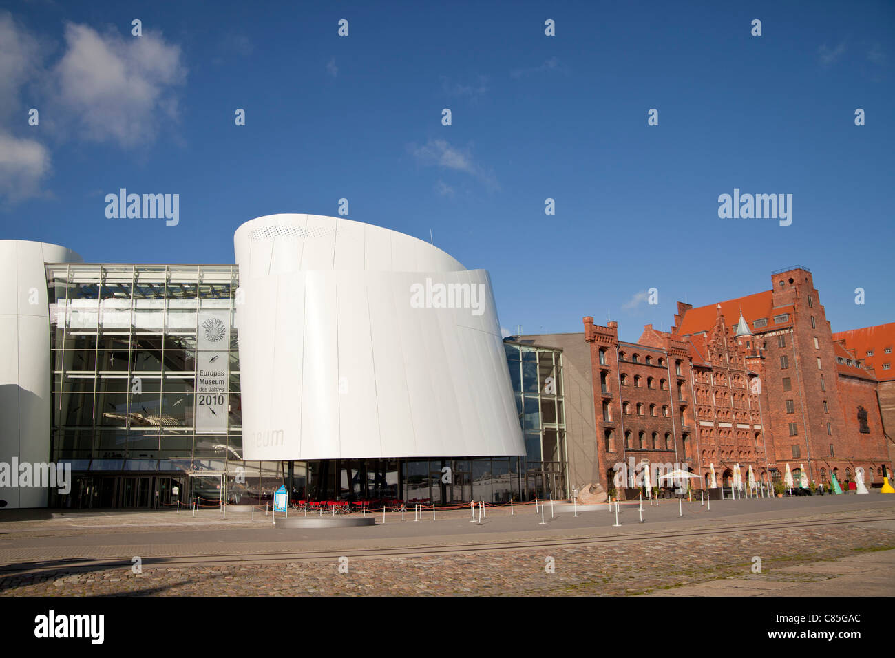 Entrance to the Ozeaneum, public aquarium and part of the German Oceanographic Museum (Deutsches Meeresmuseum) in Stralsund Stock Photo