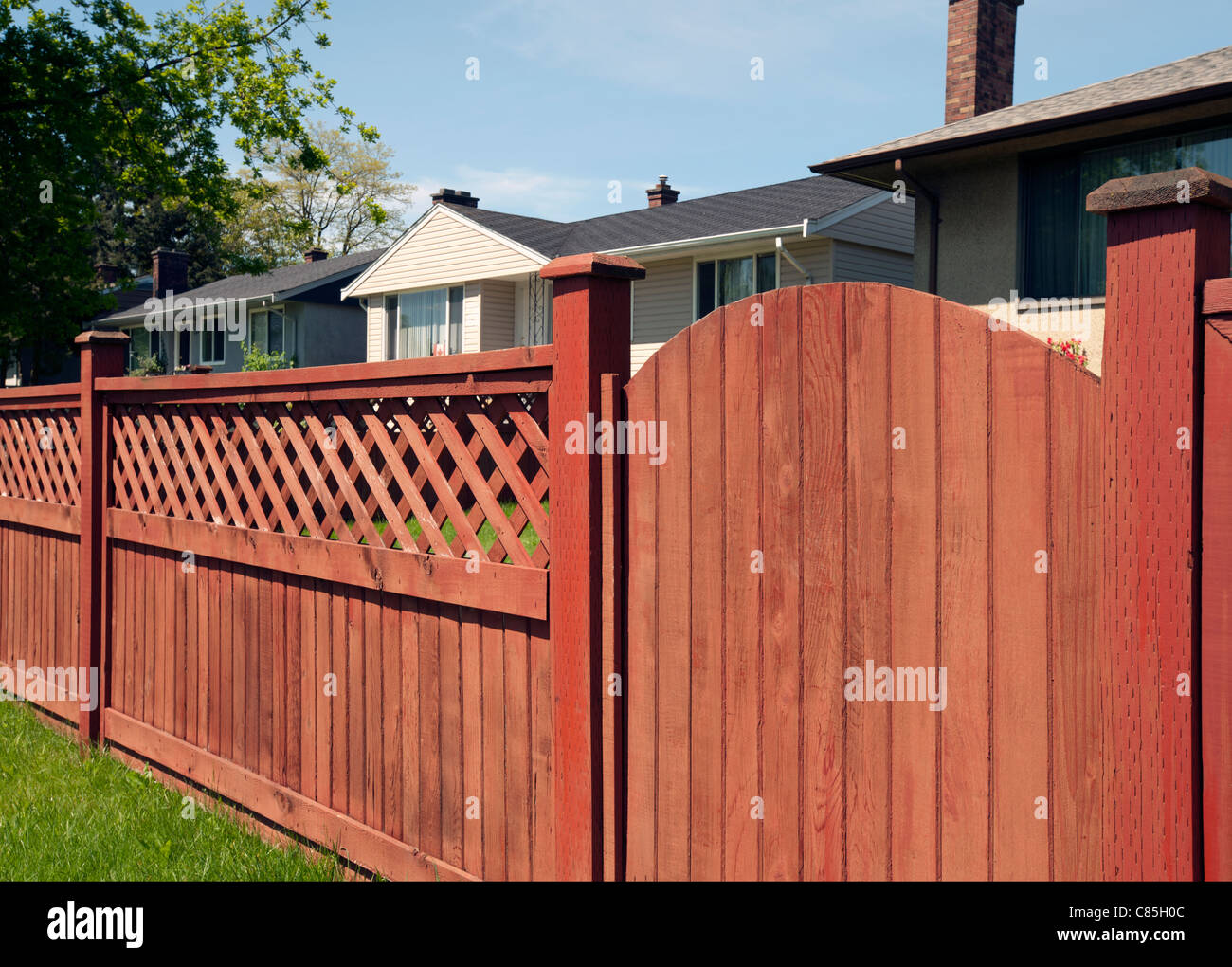 The backyards with fence and door Stock Photo