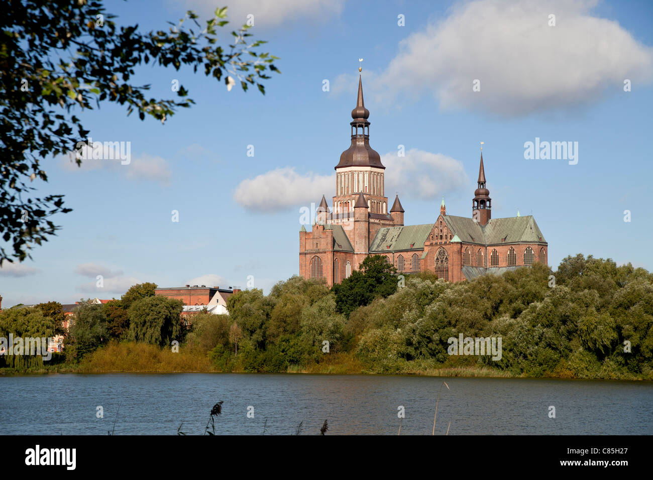 Marienkirche or St. Mary's church and the pond Frankenteich, Hanseatic ...