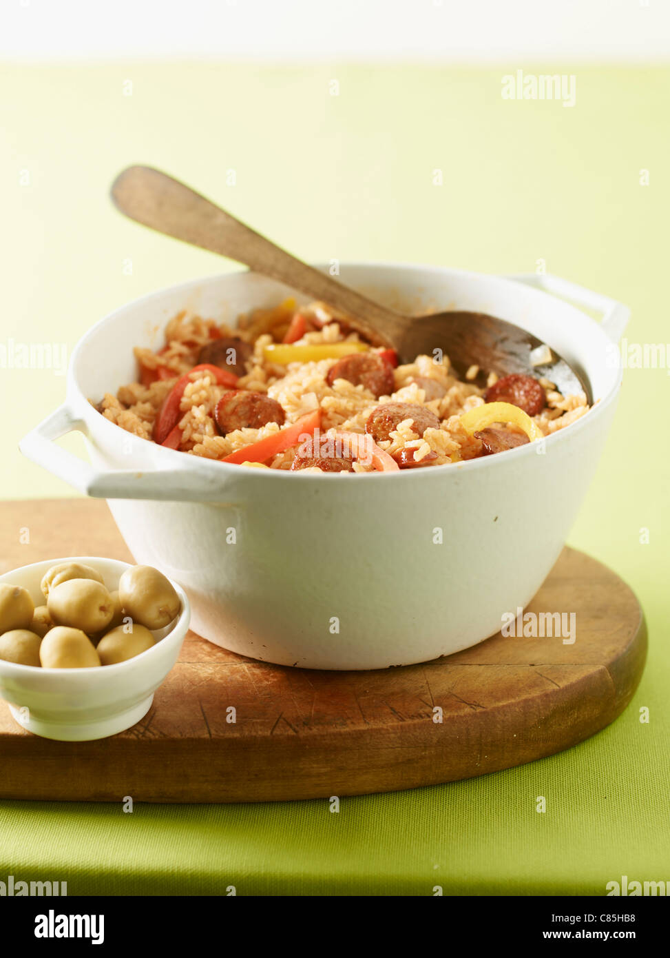 Spanish Rice and Bowl of Olives Stock Photo Alamy