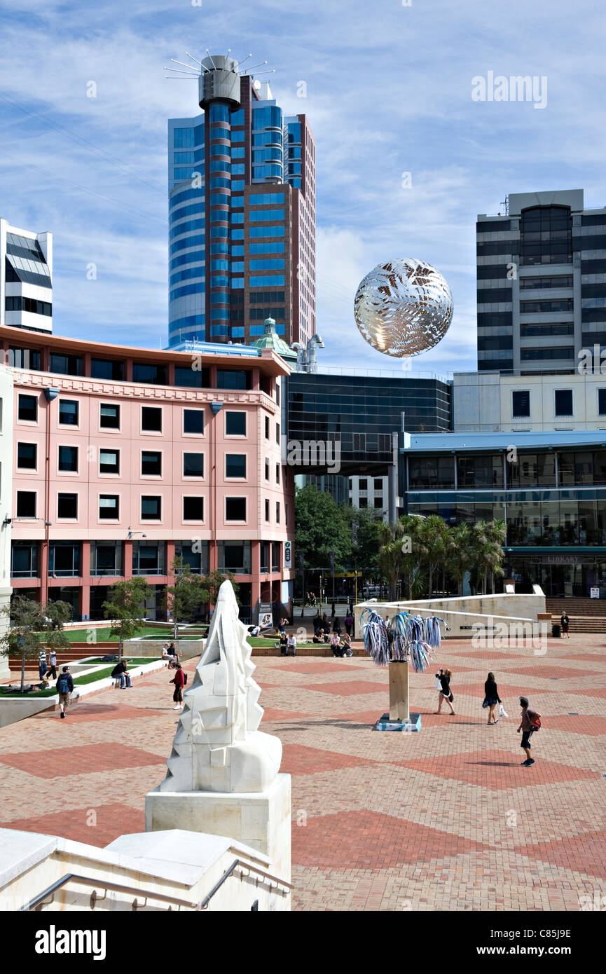 The Beautiful Civic Square with Art Gallery and Town Hall in Wellington