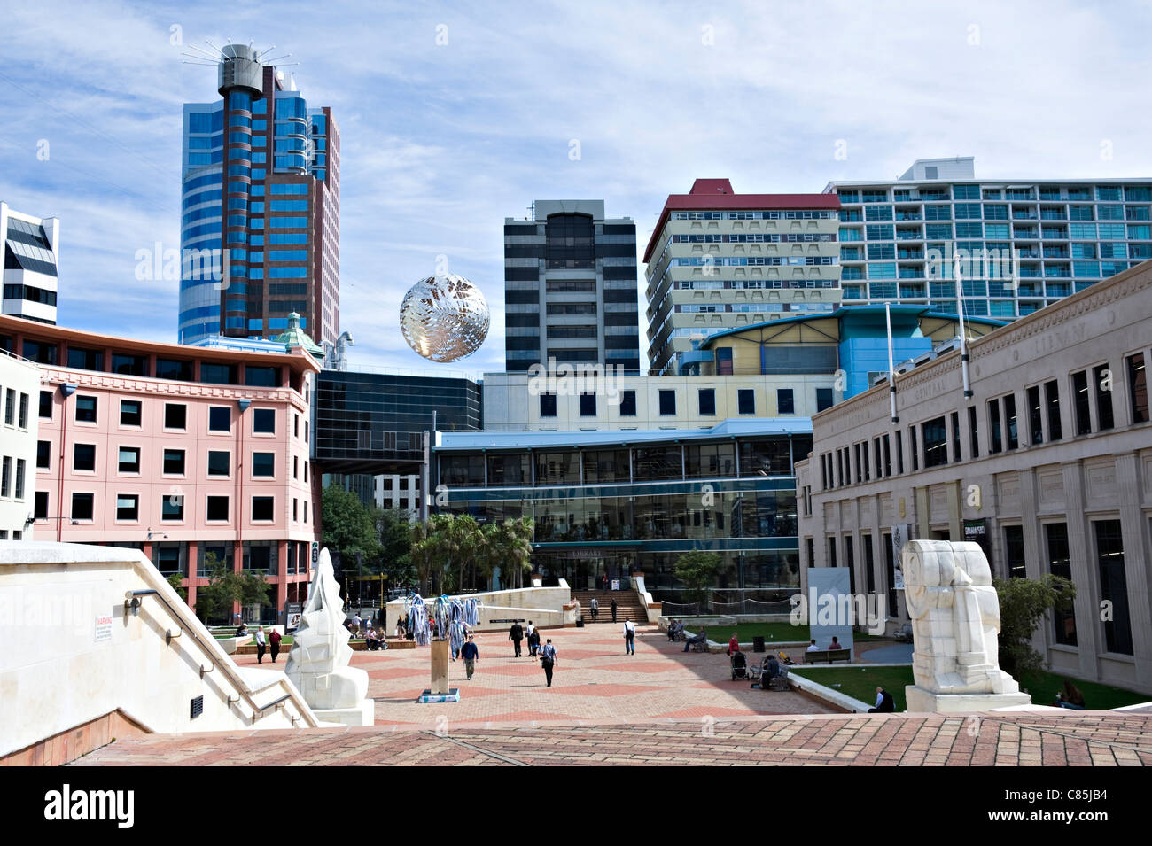 The Beautiful Civic Square with Art Gallery and Town Hall in Wellington