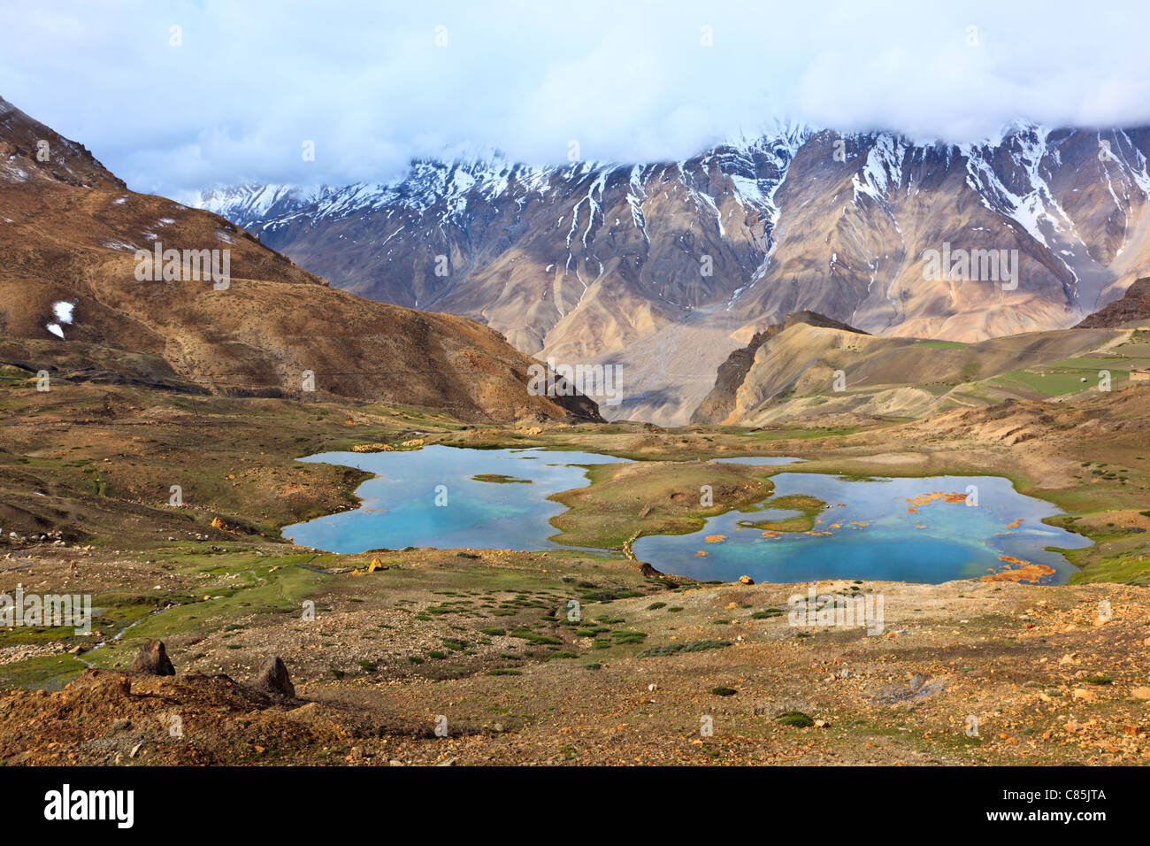 Mountain lakes in Spiti Valley in Himalayas. Himachal Pradesh, India Stock Photo