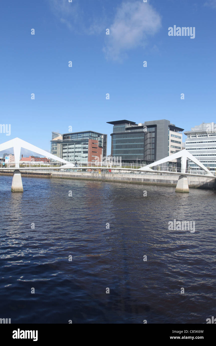 Broomielaw Tradeston Bridge across River Clyde Glasgow Scotland October 2011 Stock Photo