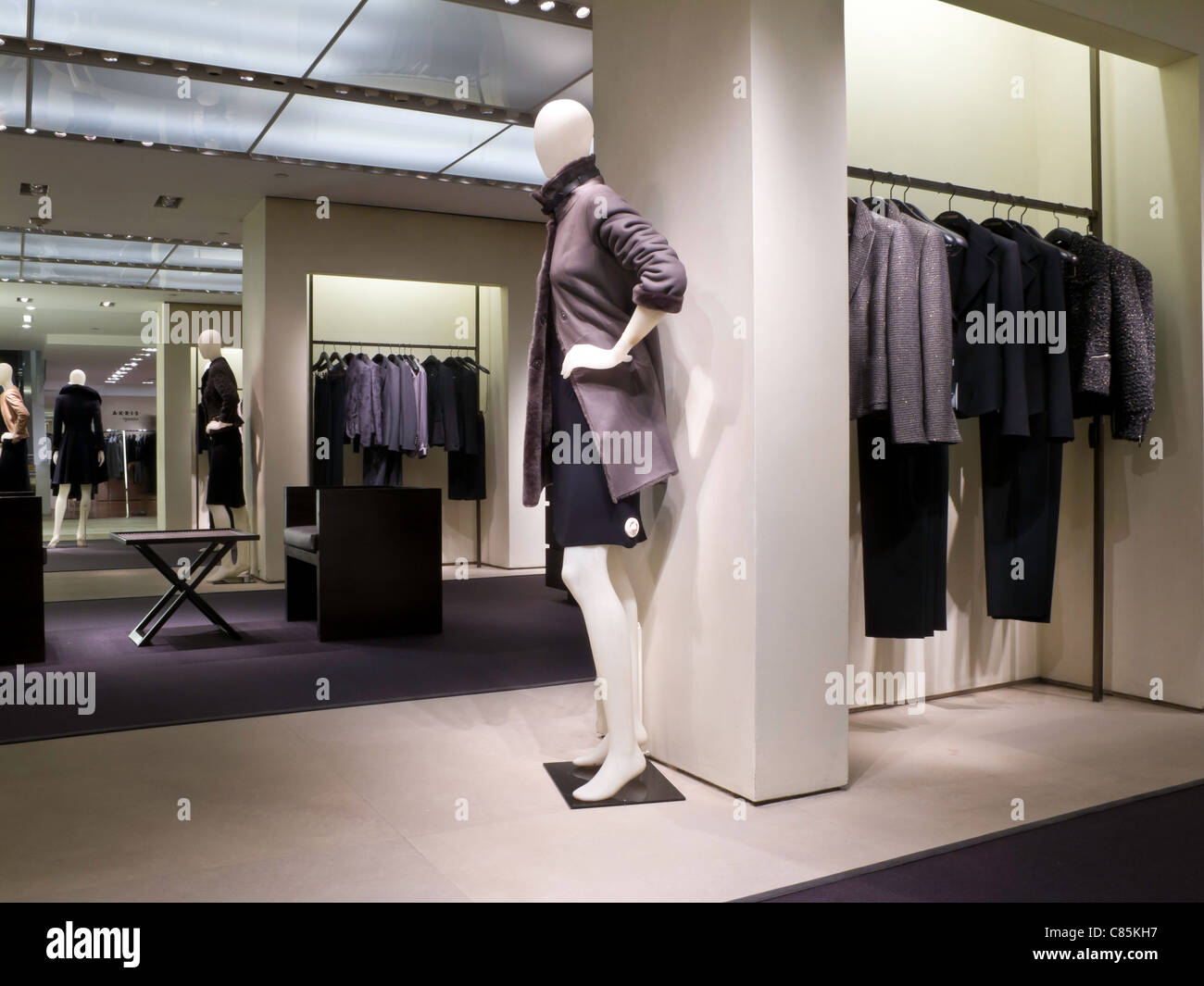 Women's Designer Clothing Display, Bloomingdale's Department Store Interior, NYC Stock Photo