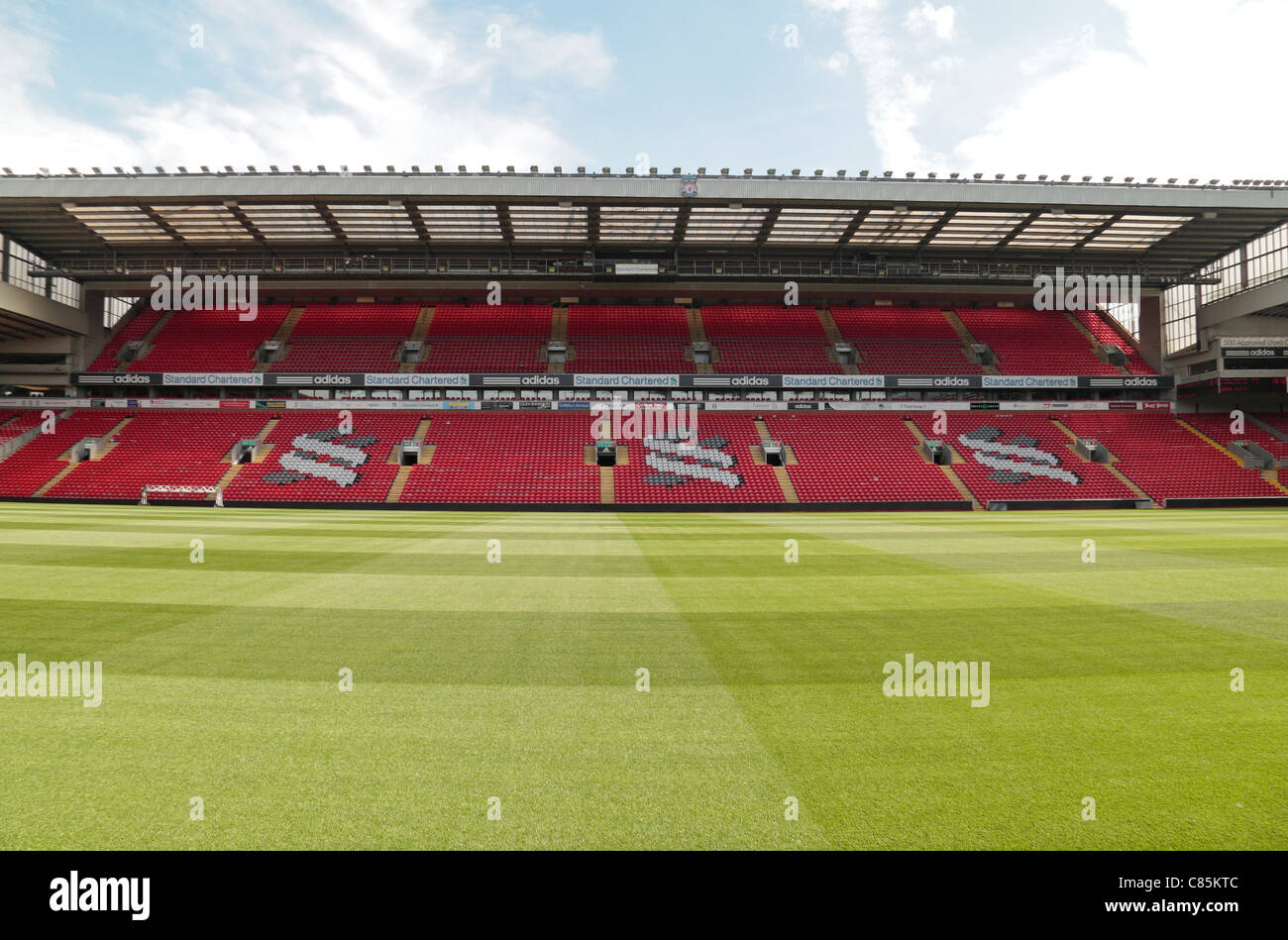 General view of the Centenary Stand at Anfield (2011), the home ground of the Premier League Liverpool Football club.  Aug 2011 Stock Photo