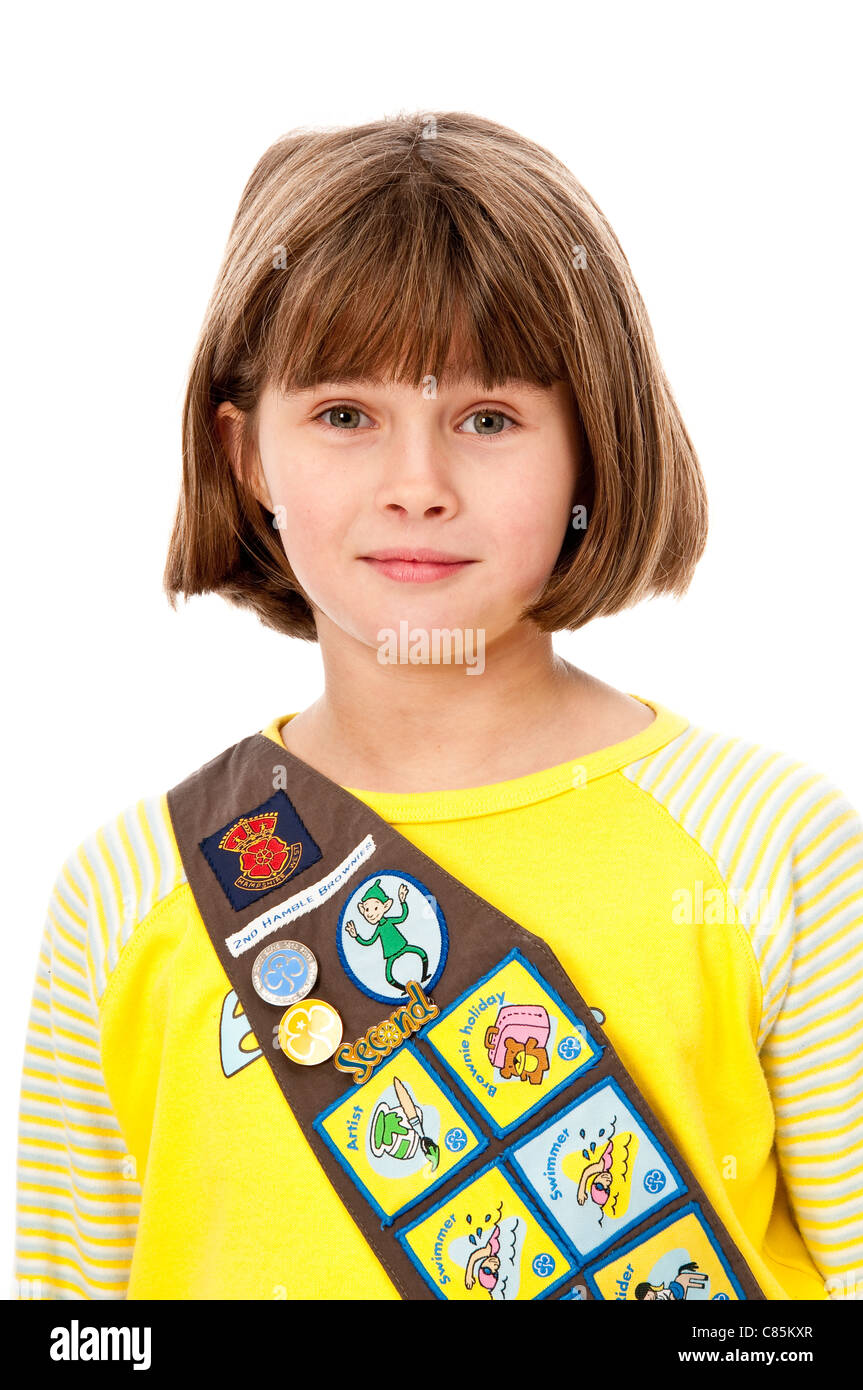 Young Girl in Her Brownie Uniform Stock Photo Alamy