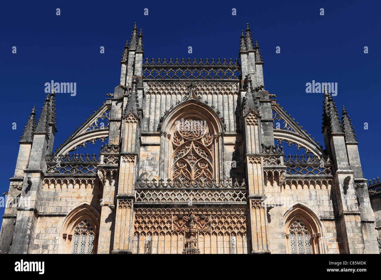 Architectural detail from Batalha Abbey in Batalha, Portugal. Stock Photo