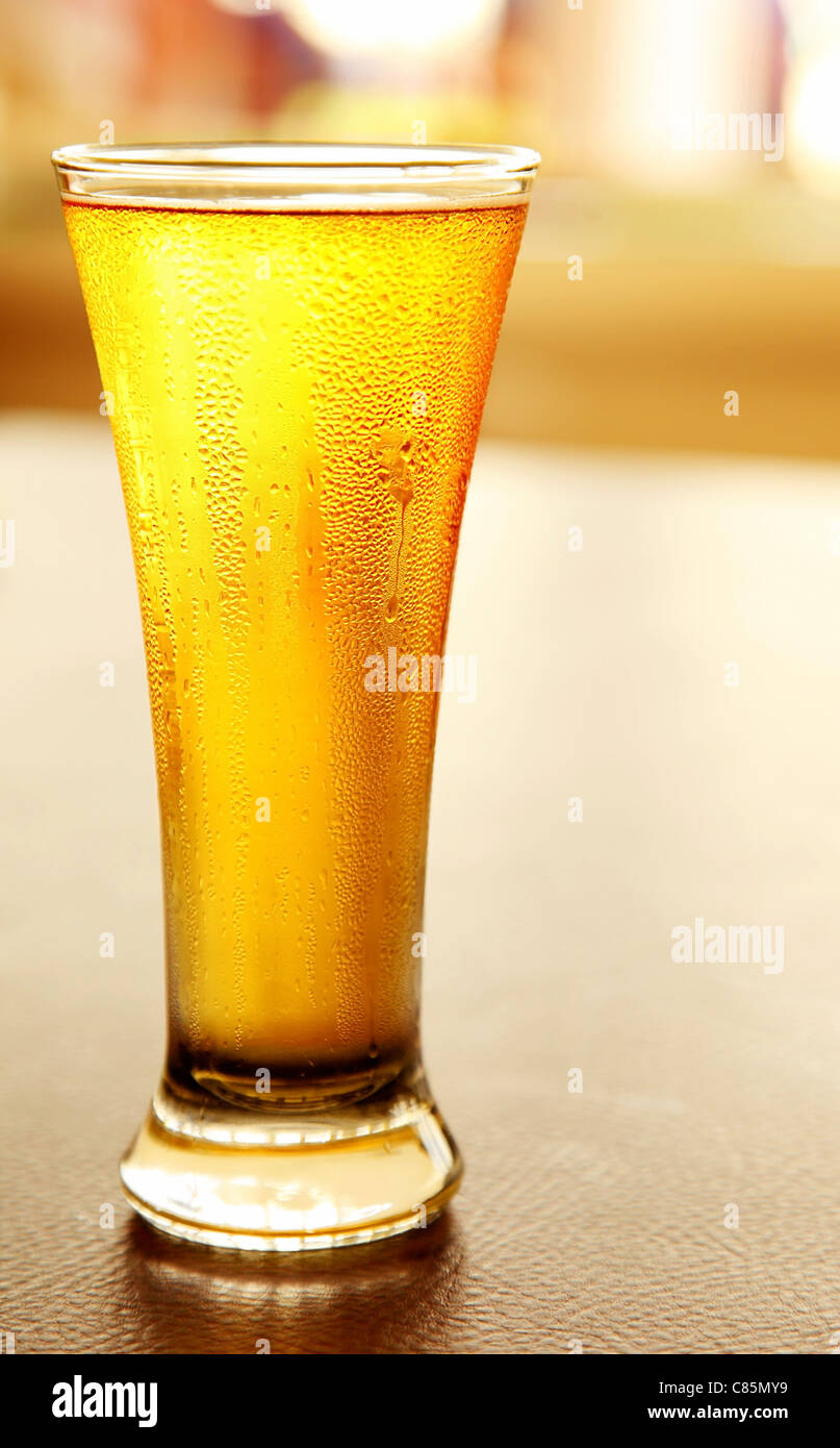 Glass of cold beer, draft fresh drink Stock Photo