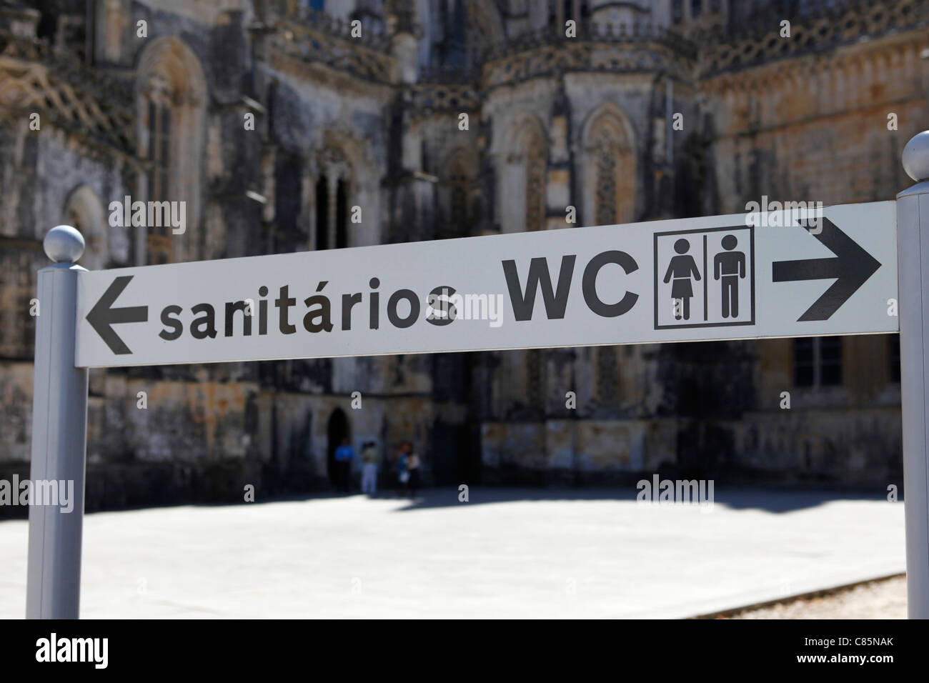 Signs for male and female public toilets at the UNESCO World Heritage