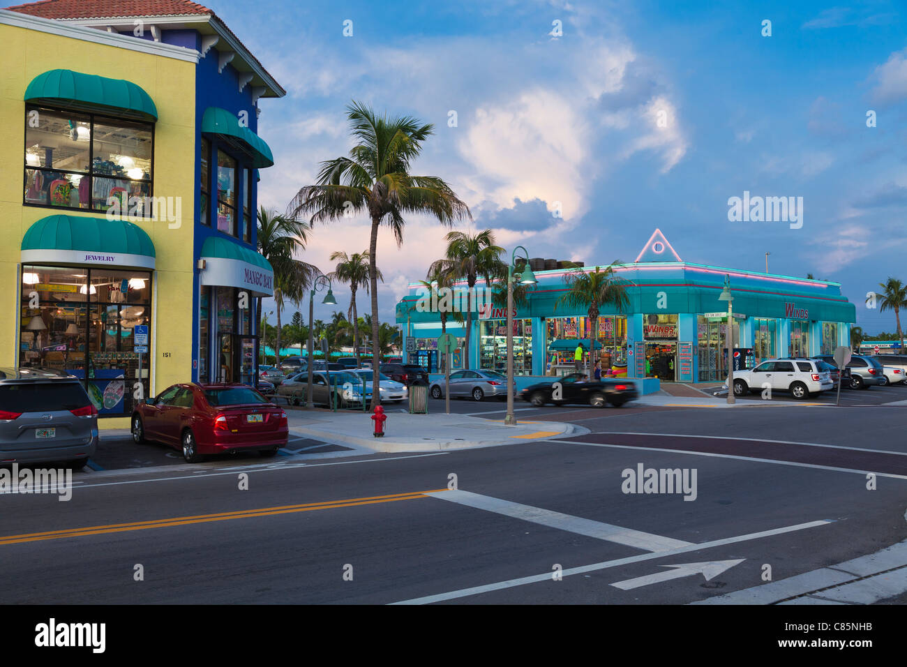 Corner of Estero Blvd. and Old San Carlos Blvd. Fort Myeres Beach, Florida, USA Stock Photo