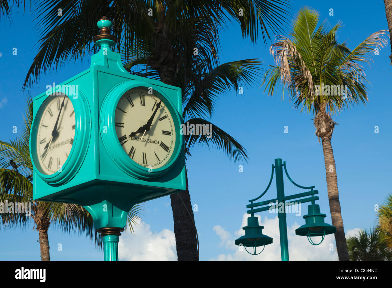 Times Square Clock, Fort Myers Beach, FL, USA Stock Photo