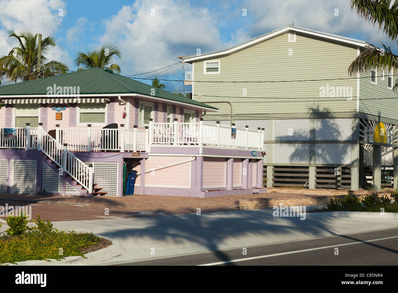 Houses by Estero Blvd, Fort Myers Beach, FL, USA Stock Photo