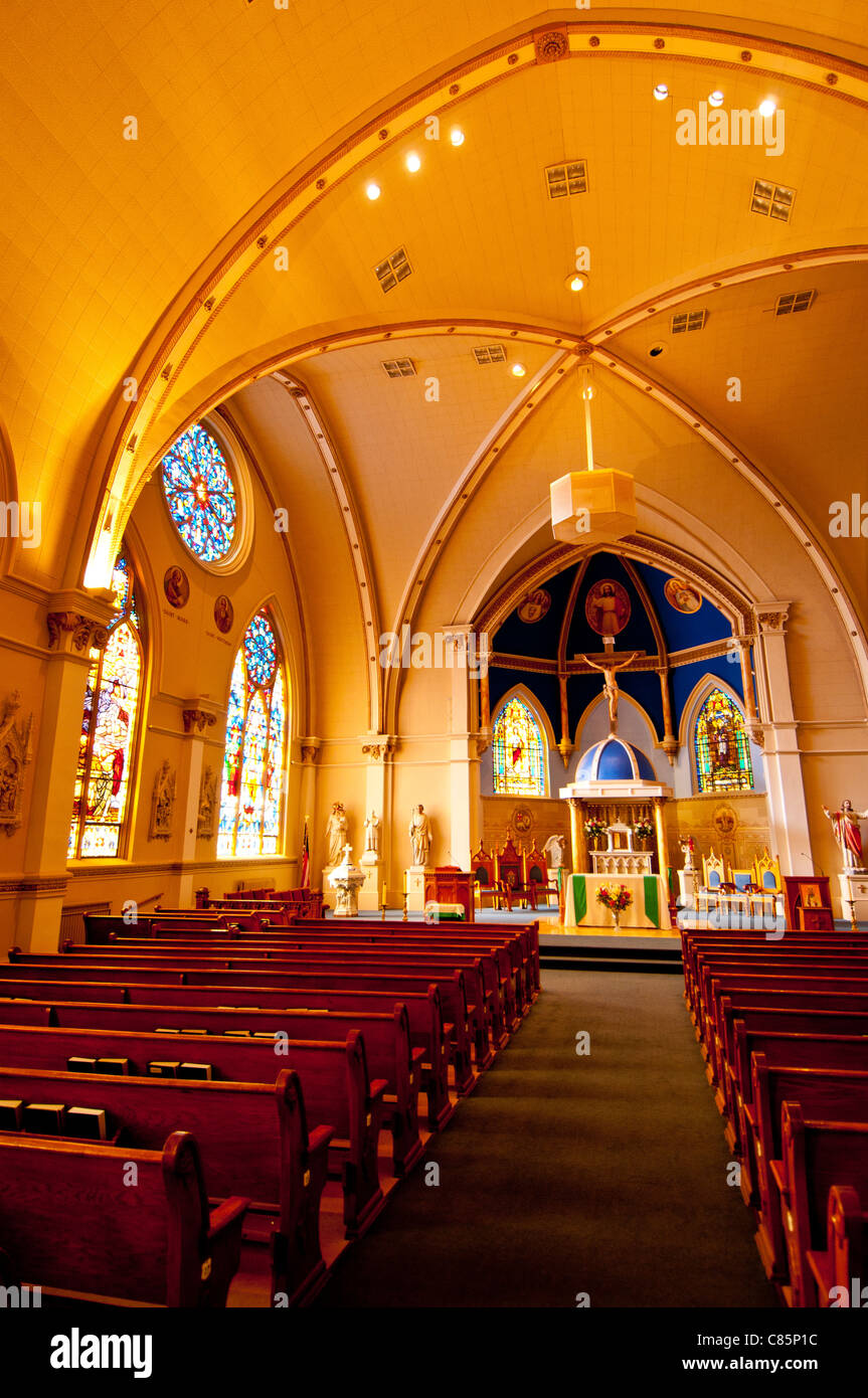 Worship Interior Nave Pews Roman Catholic High Resolution Stock