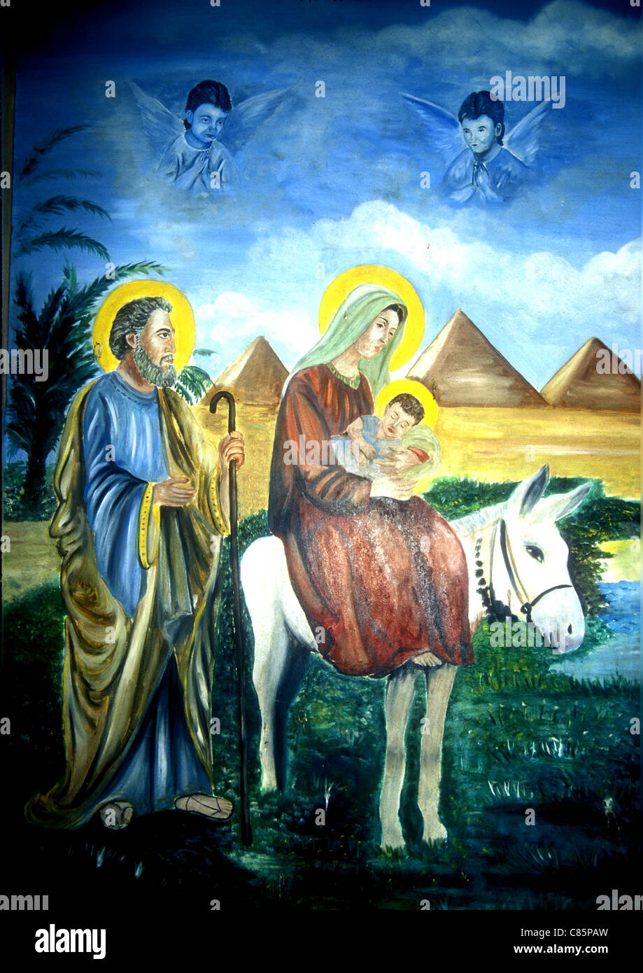 Mural of the travels of the Holy Family in Egypt Stock Photo - Alamy