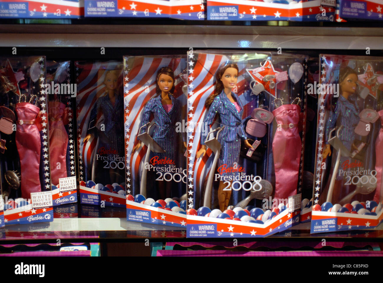Barbie for President dolls in the Barbie department at a Toys R Us store in Times Square in New York Stock Photo