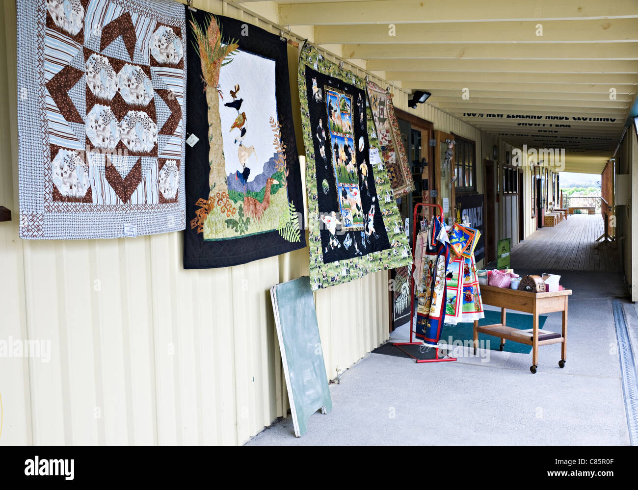 Quilts For Sale Outside The Quilters Barn Vines Village Blenheim Marlborough South Island New Zealand NZ Stock Photo
