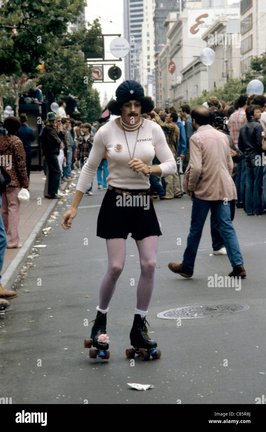 transgender person roller skates on Market Street during Gay pride parade  Stock Photo - Alamy