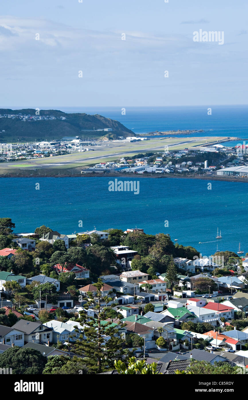 Aerial View of the City of Wellington from Charles Plimmer Park Mount Victoria North Island New Zealand NZ Stock Photo