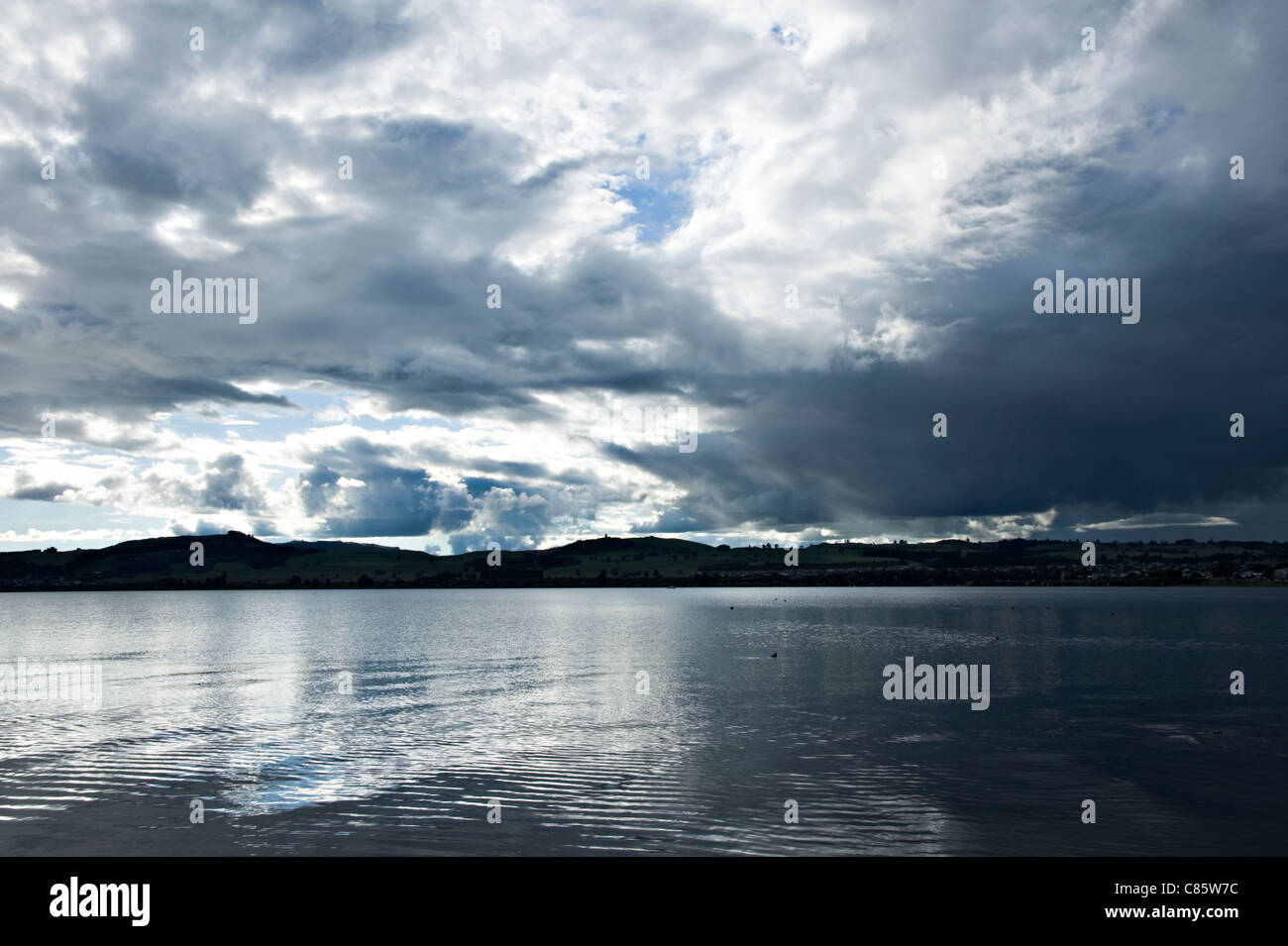 Evening Cloud Effects Over Lake Taupo North Island New Zealand NZ Stock Photo