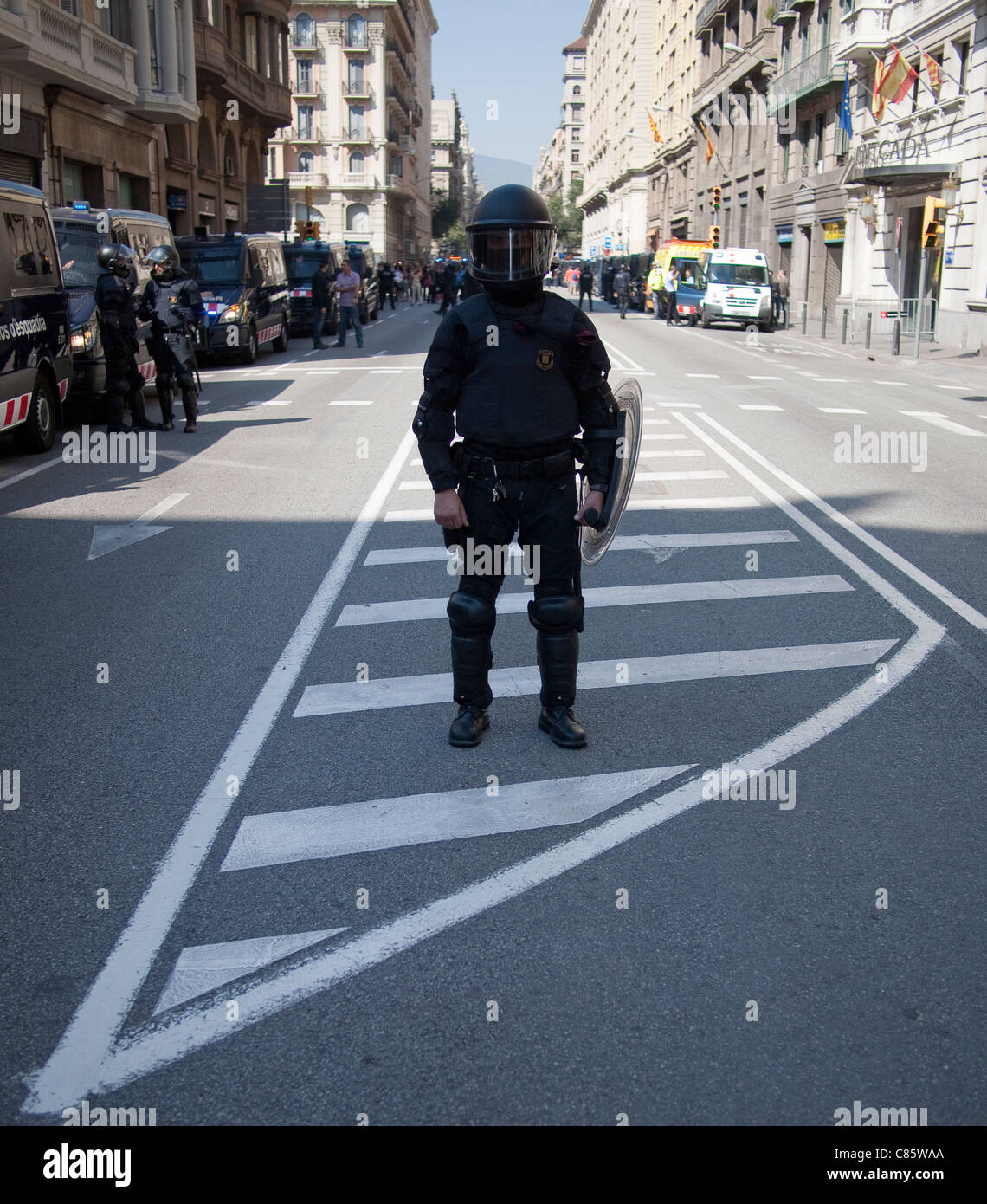 Riot Police, Barcelona, Spain Stock Photo