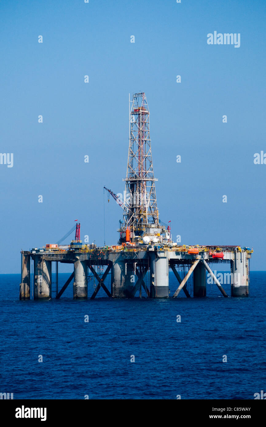 Oil Rig Brazil offshore oil drilling rig at Campos Basin, Rio de Janeiro state, Brazil ...
