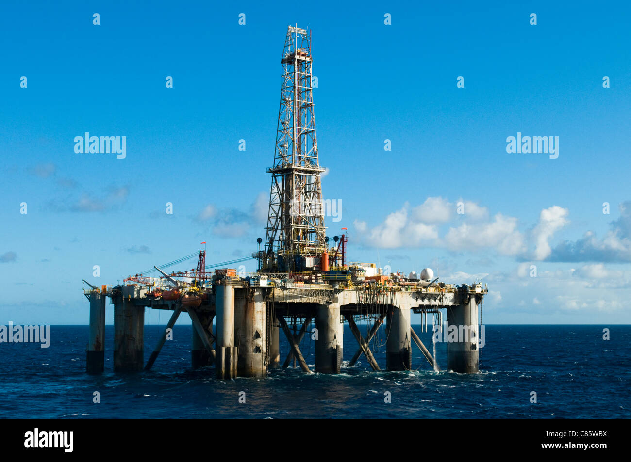 Oil Rig Brazil offshore oil drilling rig at Campos Basin, Rio de Janeiro state, Brazil ...