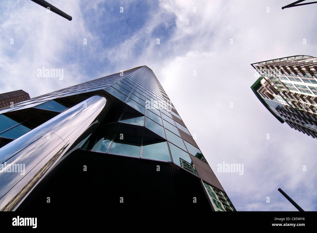 Looking up at the 1999 Broadway skyscraper building in Denver, Colorado, USA. Stock Photo