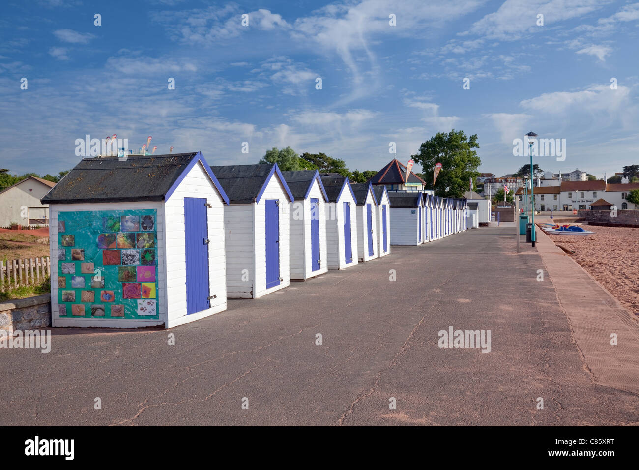 England Devon Goodrington Sands Promenade with beach huts Stock Photo
