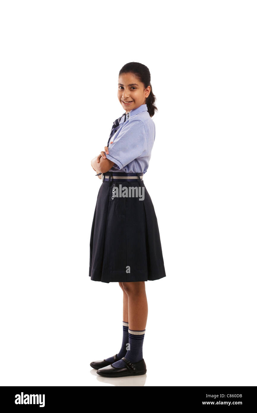 School uniform girl full length skirt hi-res stock photography and ...