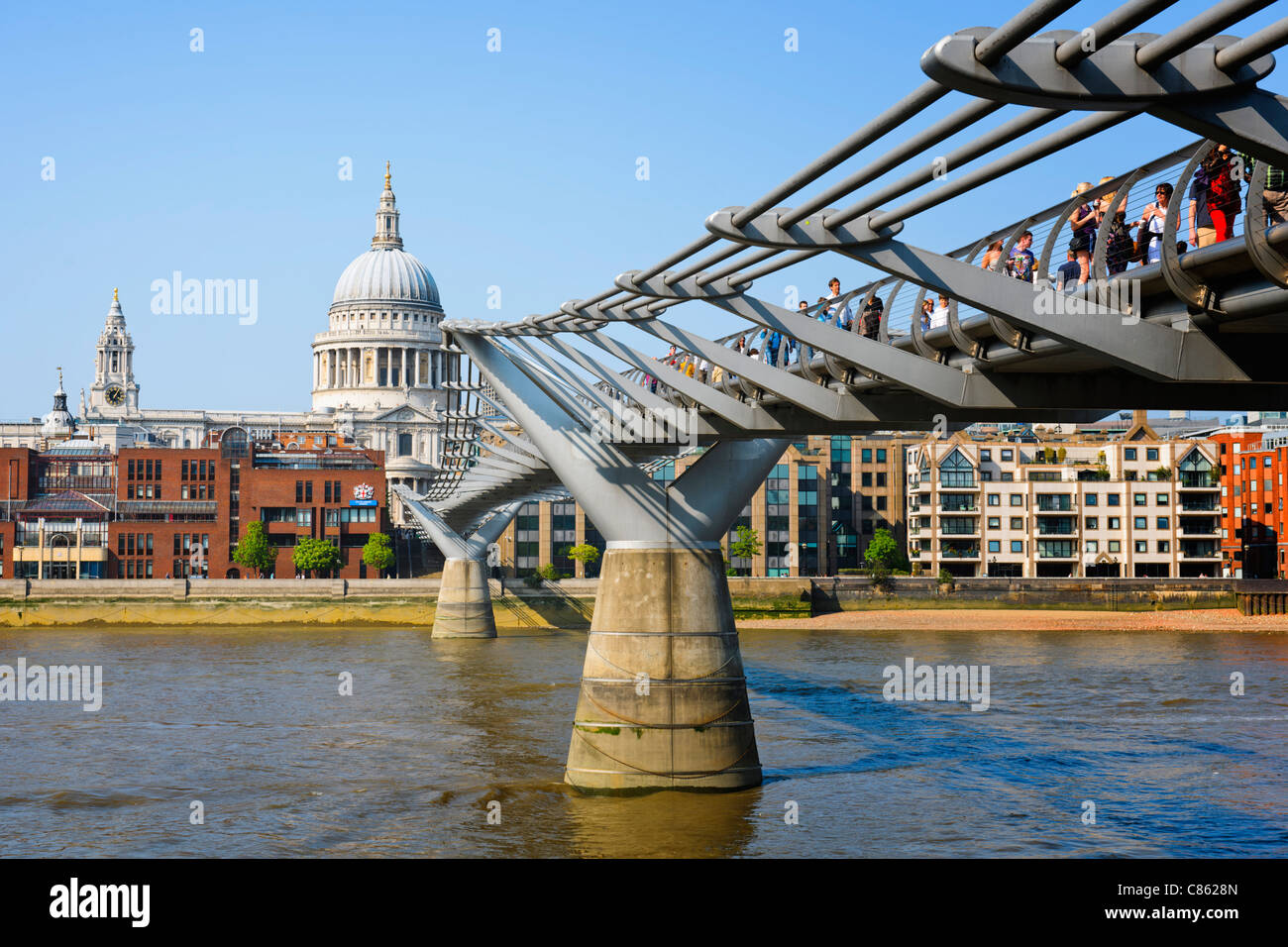 St Paul's Cathedral & Millenium bridge, London Stock Photo