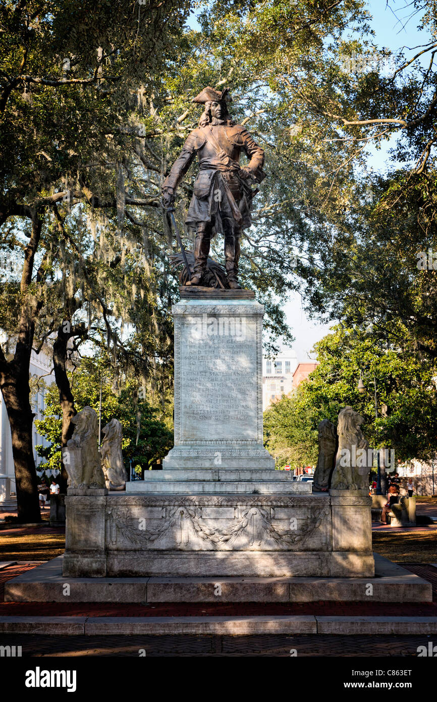 General James Oglethorpe,Chippewa Square, Savannah Stock Photo