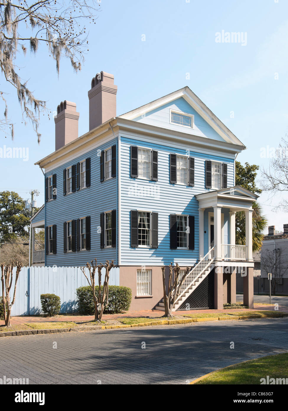 A house in historic District, Savannah Stock Photo