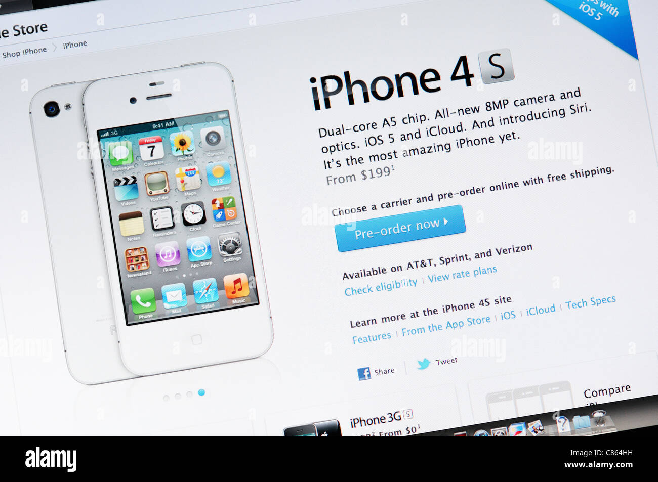 iPhone 4s at Apple store website Stock Photo - Alamy