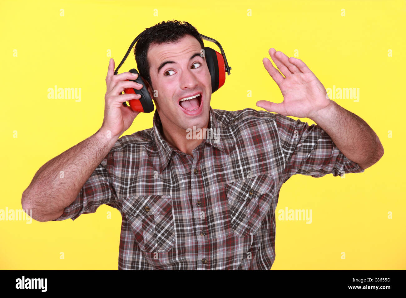 Earmuffs hearing protection tool hires stock photography and images