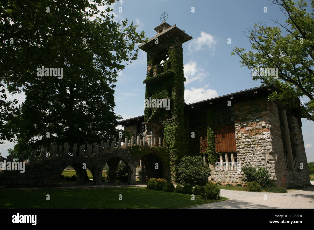 Church of the Archangel Michael on the Marsh by architect Joze Plecnik at Crna vas near Ljubljana, Slovenia. Stock Photo