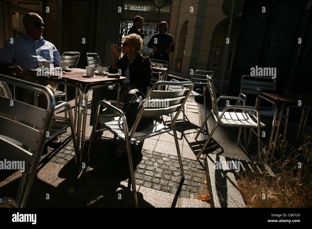 Street cafe in Luxembourg City, Luxembourg. Stock Photo