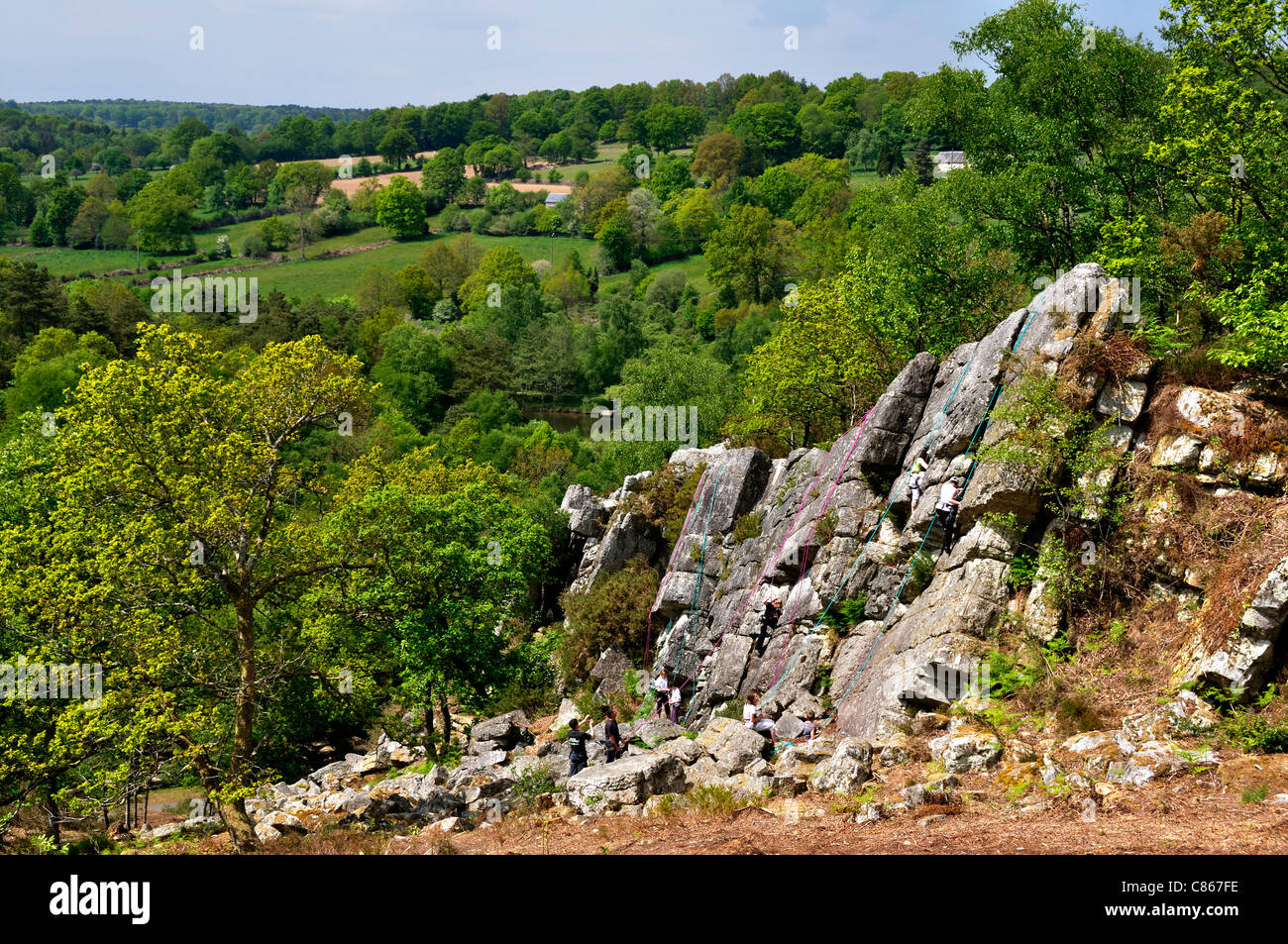 Fosse Arthour, geological & climbing site in Normandy (Manche department, France). Stock Photo