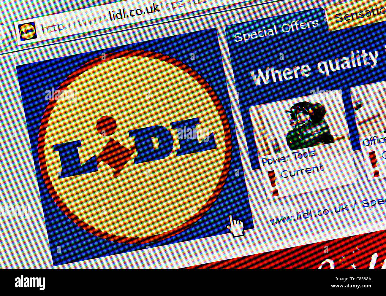 Lidl supermarket logo and website close up Stock Photo