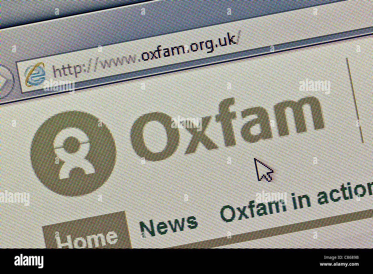 Oxfam logo and website close up Stock Photo
