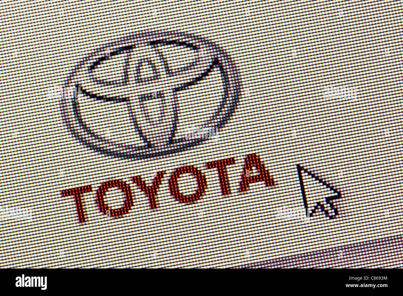 Toyota logo and website close up Stock Photo